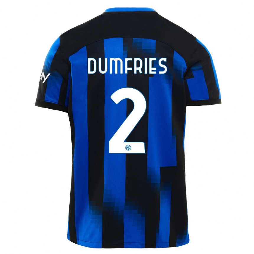 Niño Fútbol Camiseta Denzel Dumfries #2 Azul Negro 1ª Equipación 2023/24