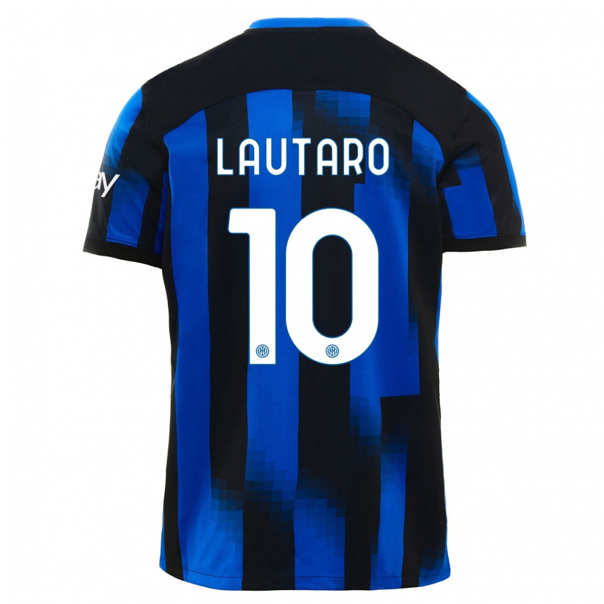 Niño Fútbol Camiseta Lautaro Martínez #10 Azul Negro 1ª Equipación 2023/24
