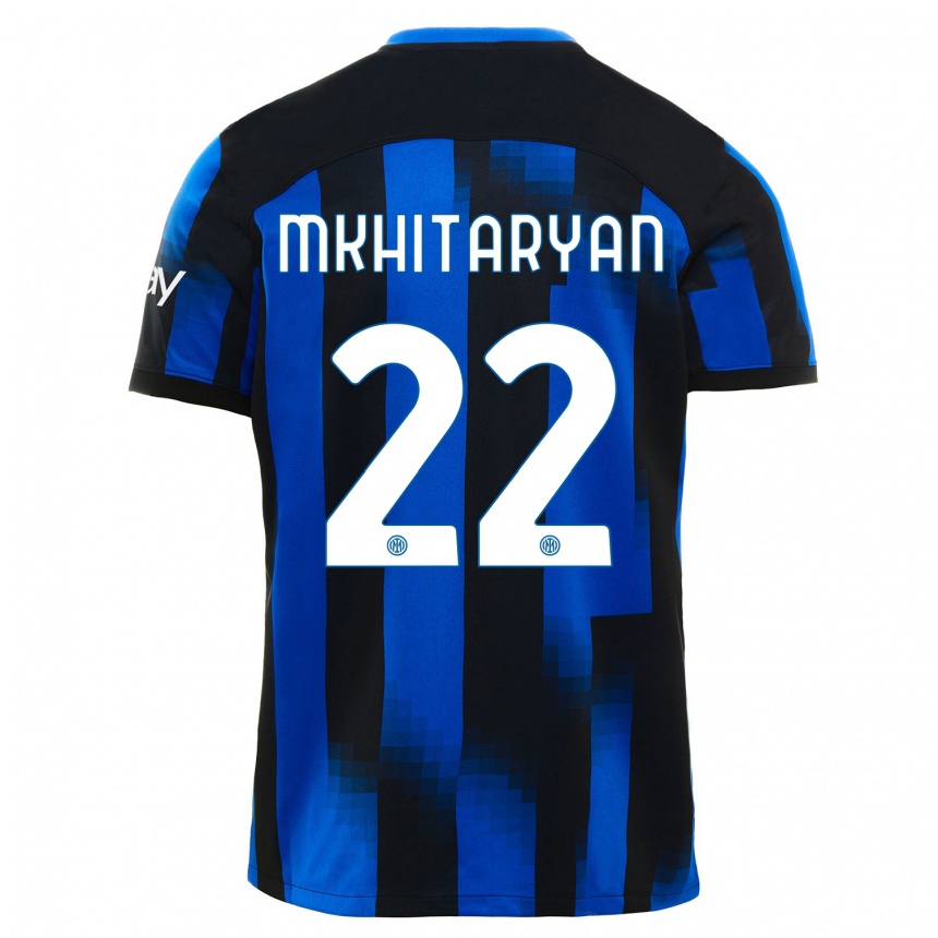 Niño Fútbol Camiseta Henrikh Mkhitaryan #22 Azul Negro 1ª Equipación 2023/24