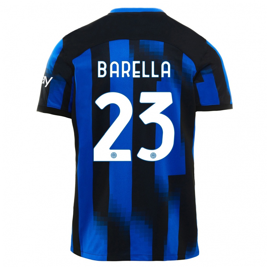 Niño Fútbol Camiseta Nicolo Barella #23 Azul Negro 1ª Equipación 2023/24