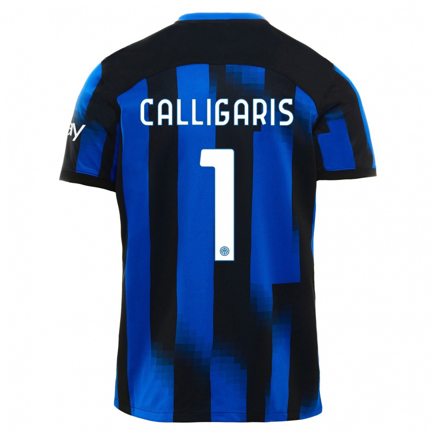 Niño Fútbol Camiseta Alessandro Calligaris #1 Azul Negro 1ª Equipación 2023/24
