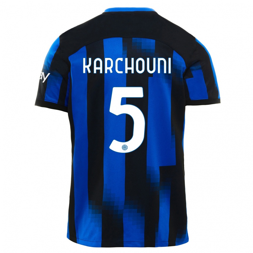 Niño Fútbol Camiseta Ghoutia Karchouni #5 Azul Negro 1ª Equipación 2023/24