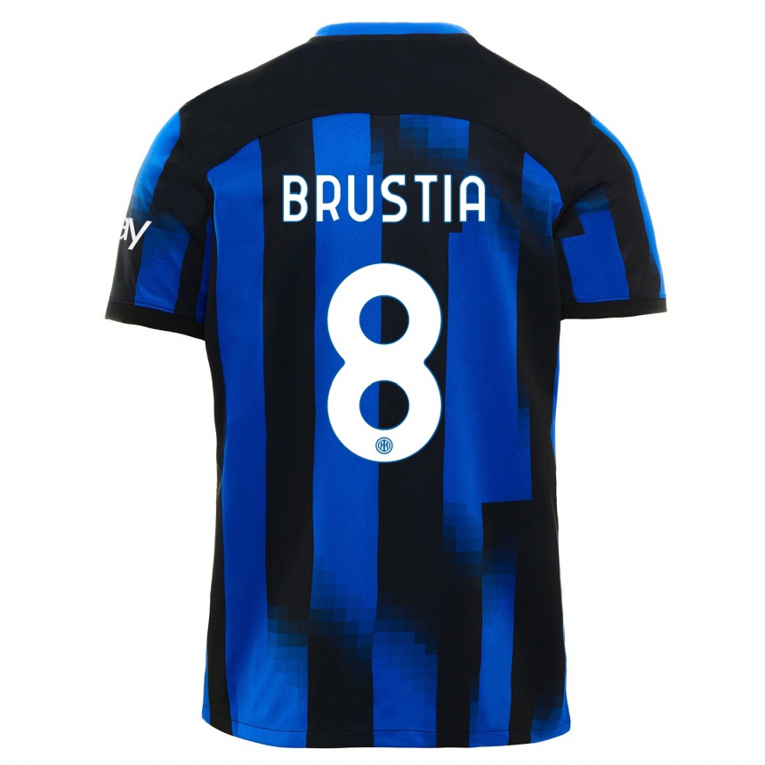 Niño Fútbol Camiseta Martina Brustia #8 Azul Negro 1ª Equipación 2023/24