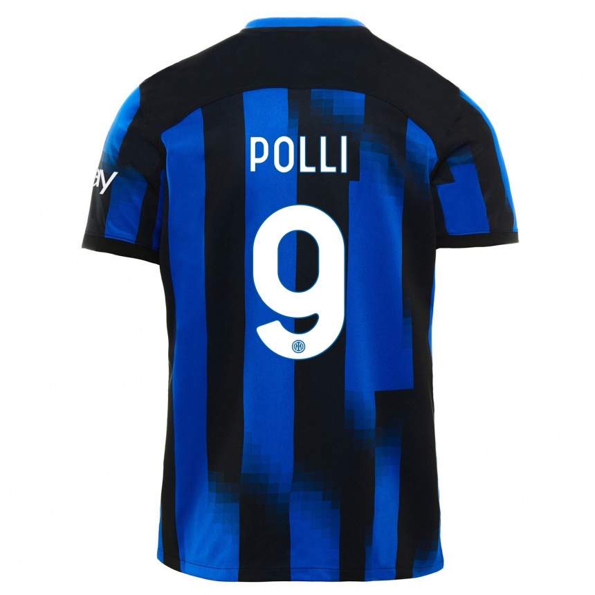 Niño Fútbol Camiseta Elisa Polli #9 Azul Negro 1ª Equipación 2023/24