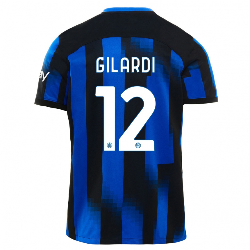 Niño Fútbol Camiseta Astrid Gilardi #12 Azul Negro 1ª Equipación 2023/24