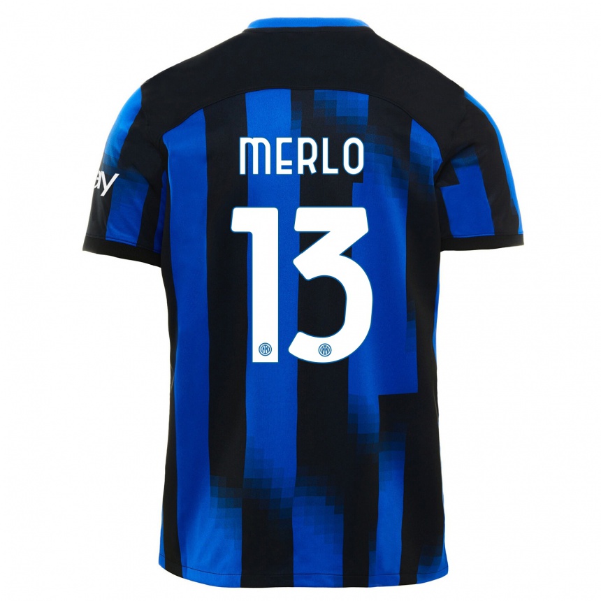 Niño Fútbol Camiseta Beatrice Merlo #13 Azul Negro 1ª Equipación 2023/24