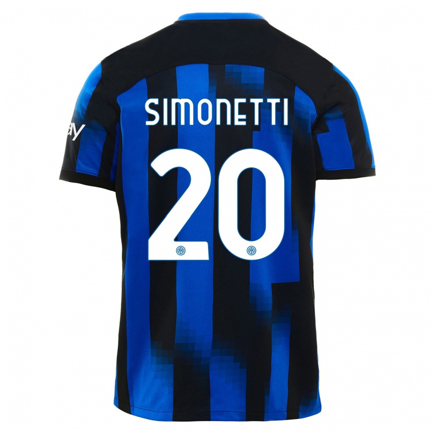 Niño Fútbol Camiseta Flaminia Simonetti #20 Azul Negro 1ª Equipación 2023/24