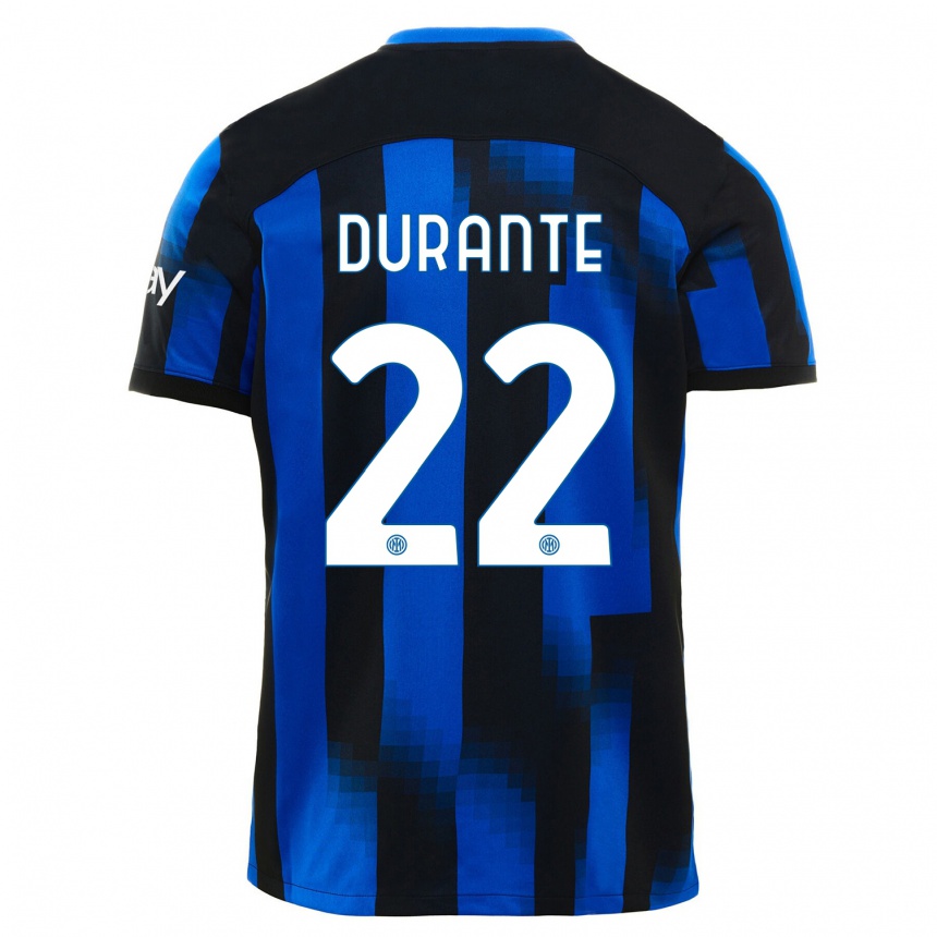 Niño Fútbol Camiseta Francesca Durante #22 Azul Negro 1ª Equipación 2023/24