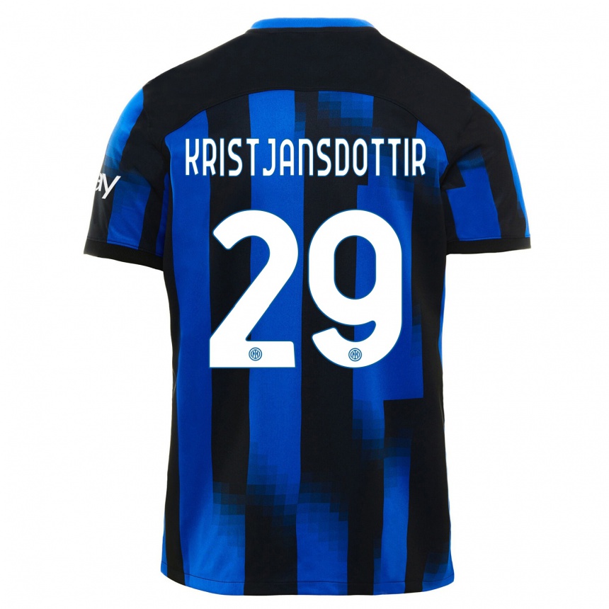 Niño Fútbol Camiseta Anna Bjork Kristjansdottir #29 Azul Negro 1ª Equipación 2023/24