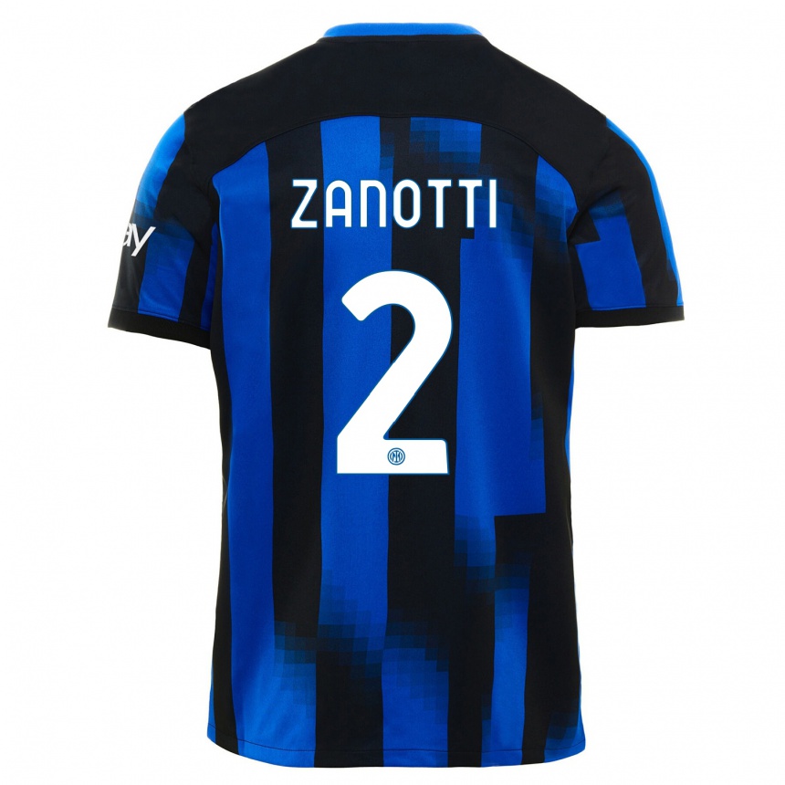 Niño Fútbol Camiseta Mattia Zanotti #2 Azul Negro 1ª Equipación 2023/24