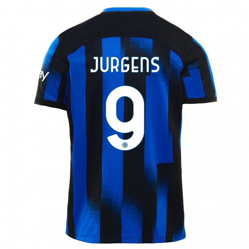 Niño Fútbol Camiseta Oliver Jurgens #9 Azul Negro 1ª Equipación 2023/24