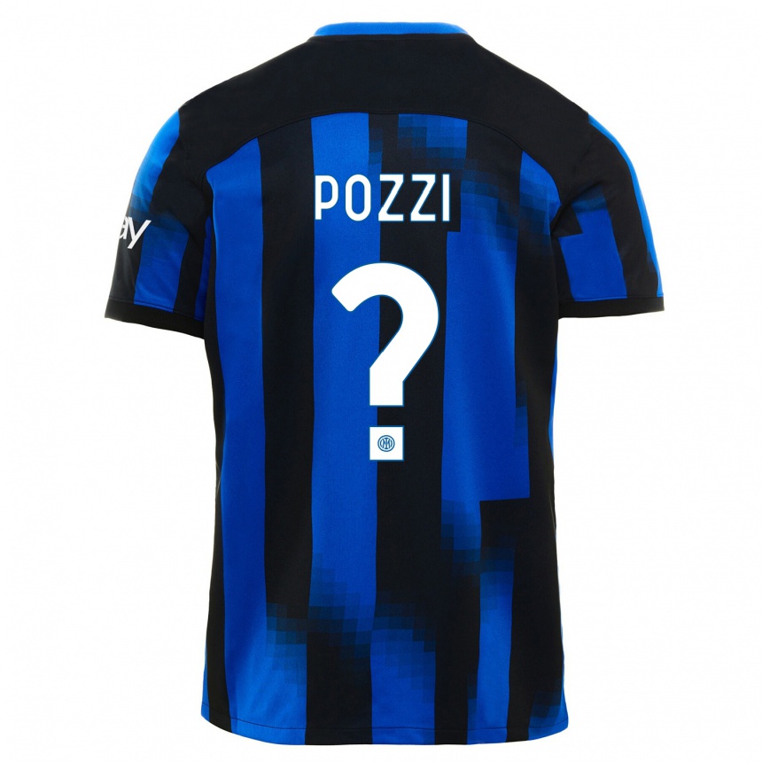 Niño Fútbol Camiseta Andrea Pozzi #0 Azul Negro 1ª Equipación 2023/24