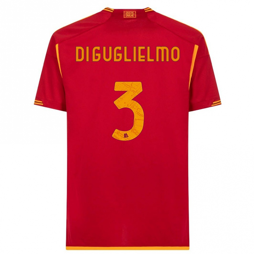 Niño Fútbol Camiseta Lucia Di Guglielmo #3 Rojo 1ª Equipación 2023/24