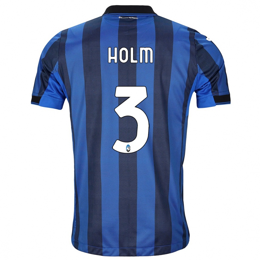 Niño Fútbol Camiseta Emil Holm #3 Azul Negro 1ª Equipación 2023/24