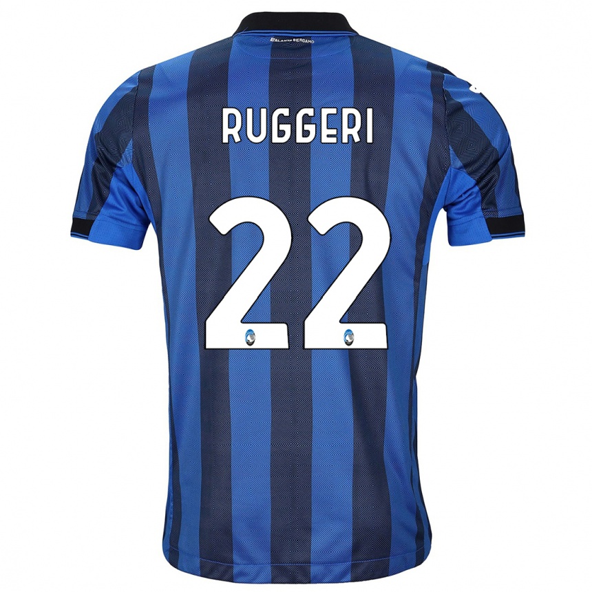 Niño Fútbol Camiseta Matteo Ruggeri #22 Azul Negro 1ª Equipación 2023/24