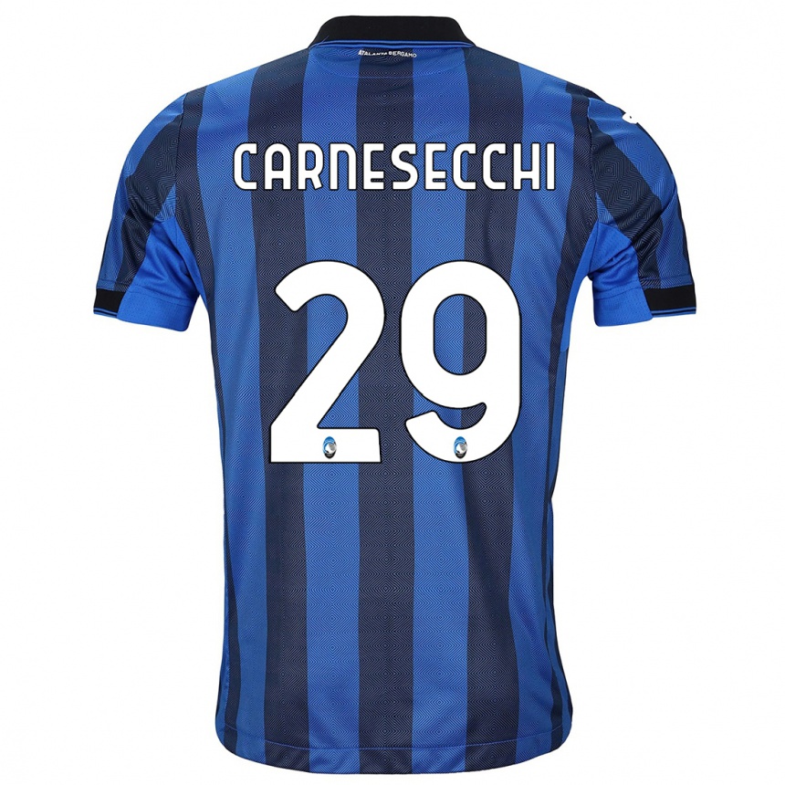 Niño Fútbol Camiseta Marco Carnesecchi #29 Azul Negro 1ª Equipación 2023/24