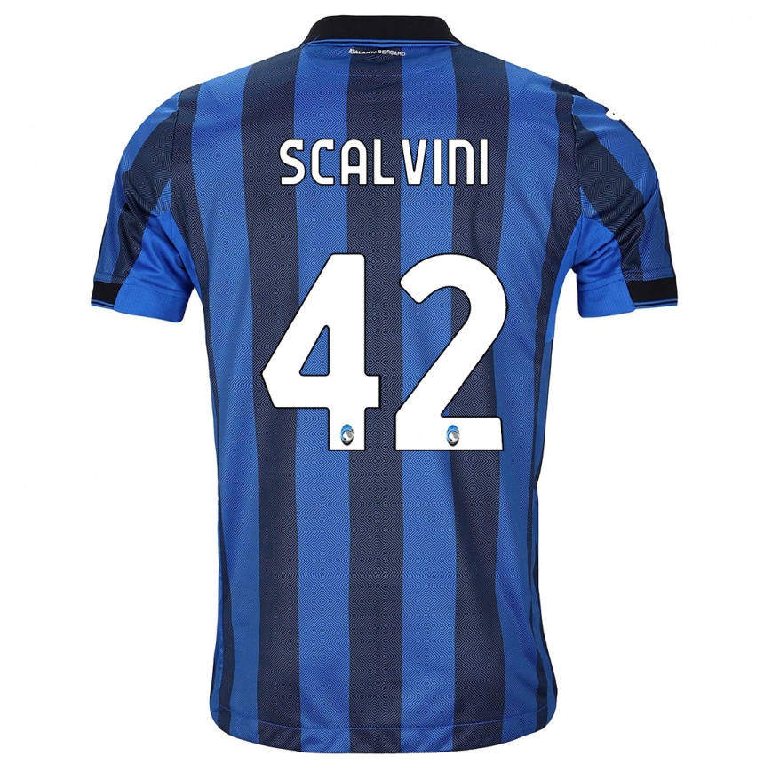 Niño Fútbol Camiseta Giorgio Scalvini #42 Azul Negro 1ª Equipación 2023/24