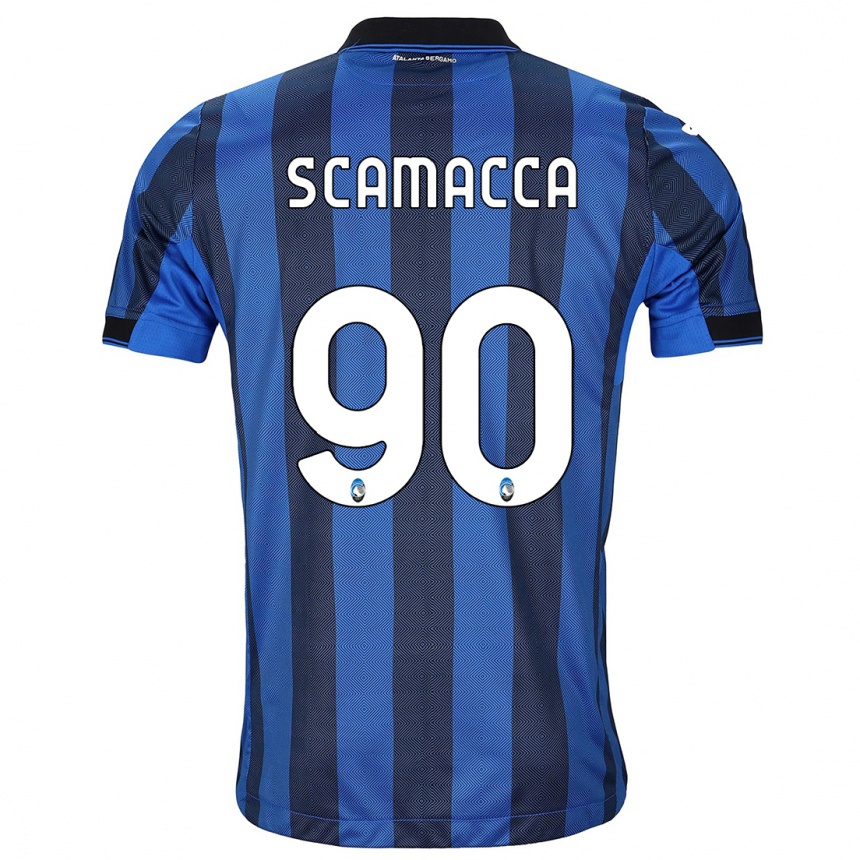 Niño Fútbol Camiseta Gianluca Scamacca #90 Azul Negro 1ª Equipación 2023/24