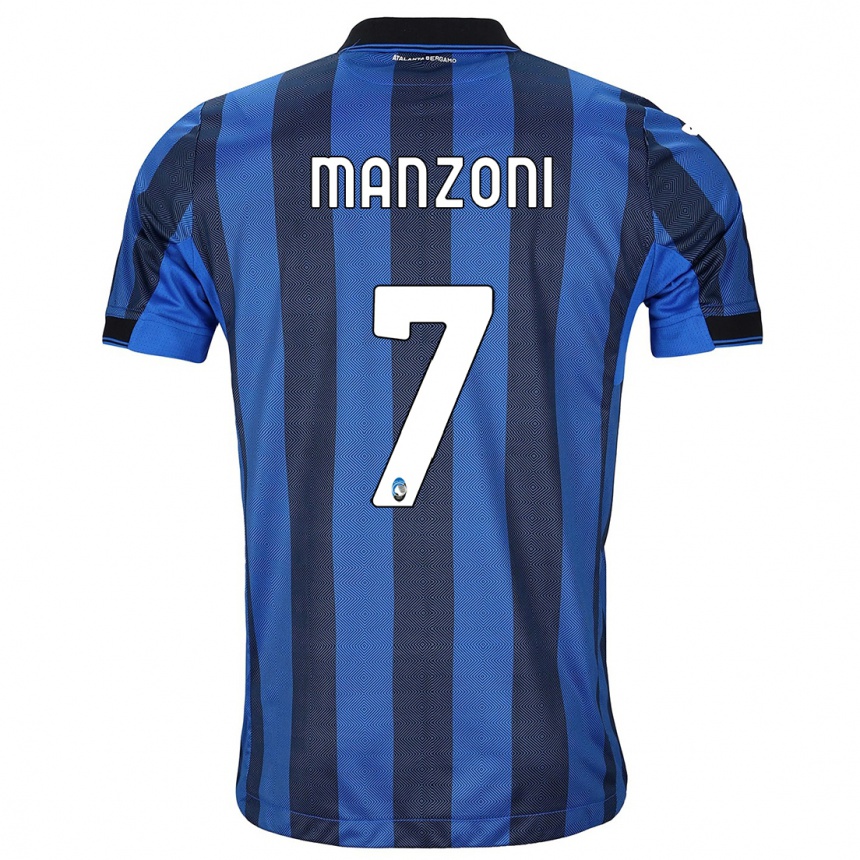 Niño Fútbol Camiseta Alberto Manzoni #7 Azul Negro 1ª Equipación 2023/24