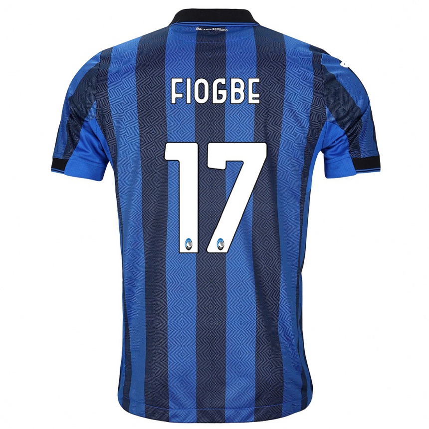 Niño Fútbol Camiseta Candas Fiogbe #17 Azul Negro 1ª Equipación 2023/24