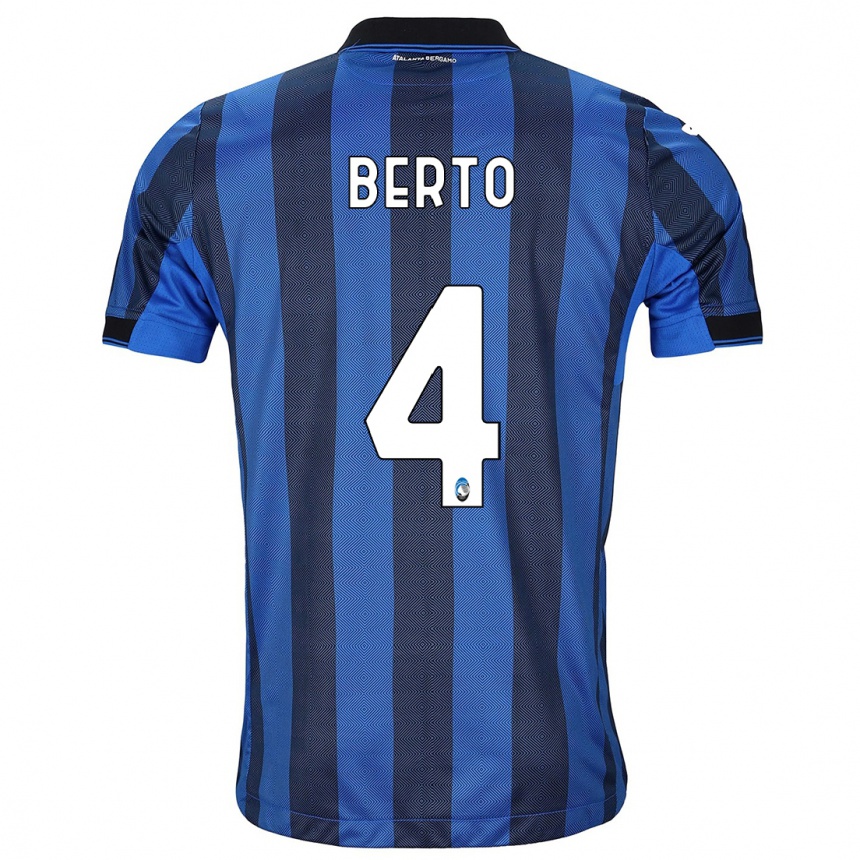 Niño Fútbol Camiseta Gabriele Berto #4 Azul Negro 1ª Equipación 2023/24