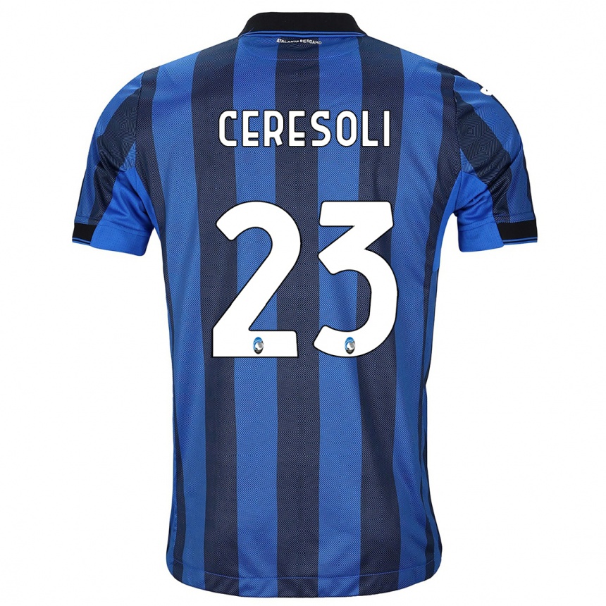 Niño Fútbol Camiseta Andrea Ceresoli #23 Azul Negro 1ª Equipación 2023/24