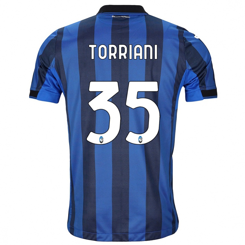 Niño Fútbol Camiseta Andrea Torriani #35 Azul Negro 1ª Equipación 2023/24