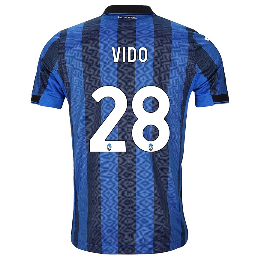 Niño Fútbol Camiseta Luca Vido #28 Azul Negro 1ª Equipación 2023/24