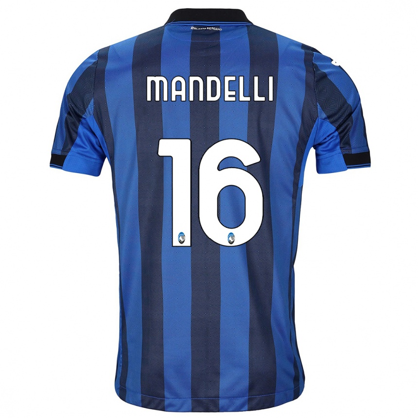 Niño Fútbol Camiseta Giulia Mandelli #16 Azul Negro 1ª Equipación 2023/24