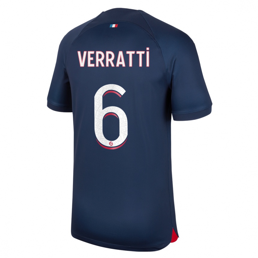 Niño Fútbol Camiseta Marco Verratti #6 Azul Rojo 1ª Equipación 2023/24