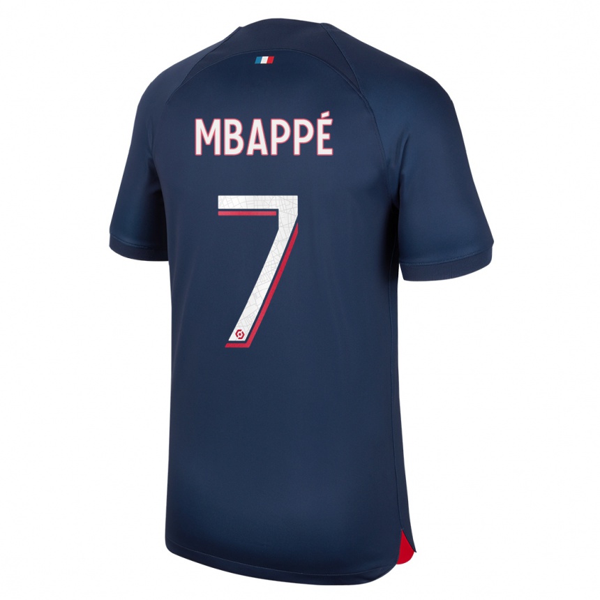 Niño Fútbol Camiseta Kylian Mbappe #7 Azul Rojo 1ª Equipación 2023/24