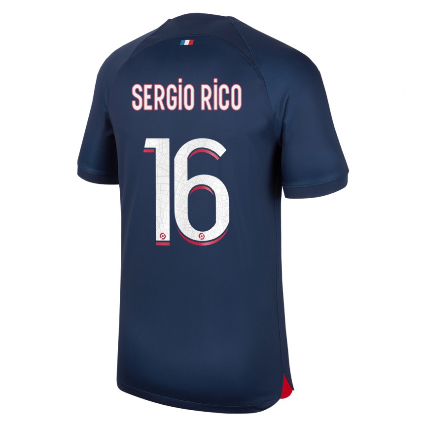 Niño Fútbol Camiseta Sergio Rico #16 Azul Rojo 1ª Equipación 2023/24