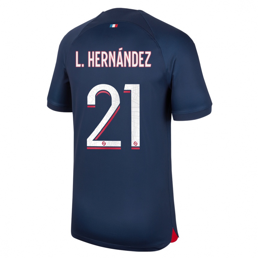 Niño Fútbol Camiseta Lucas Hernández #21 Azul Rojo 1ª Equipación 2023/24