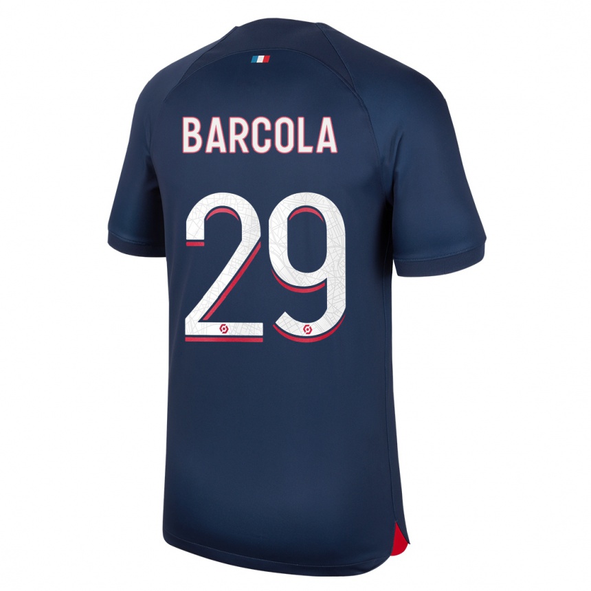 Niño Fútbol Camiseta Bradley Barcola #29 Azul Rojo 1ª Equipación 2023/24