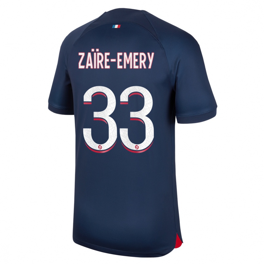 Niño Fútbol Camiseta Warren Zaire Emery #33 Azul Rojo 1ª Equipación 2023/24