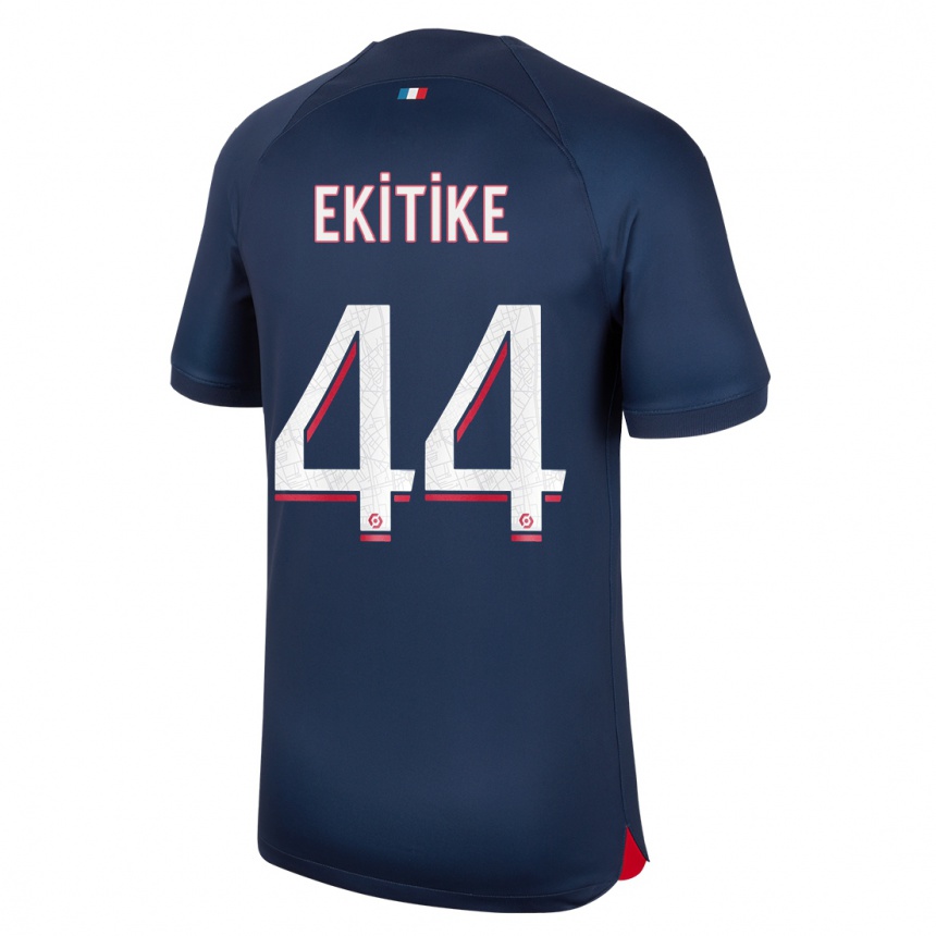 Niño Fútbol Camiseta Hugo Ekitike #44 Azul Rojo 1ª Equipación 2023/24