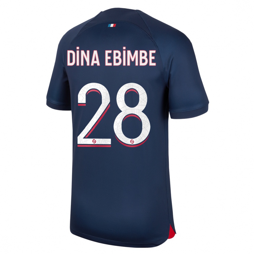 Niño Fútbol Camiseta Eric Junior Dina Ebimbe #28 Azul Rojo 1ª Equipación 2023/24