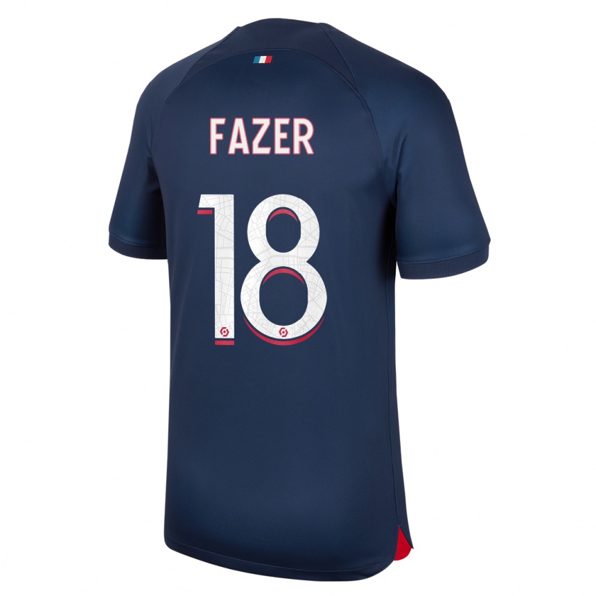 Niño Fútbol Camiseta Laurina Fazer #18 Azul Rojo 1ª Equipación 2023/24