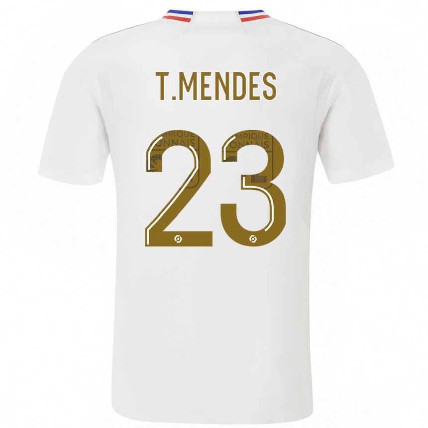 Niño Fútbol Camiseta Thiago Mendes #23 Blanco 1ª Equipación 2023/24