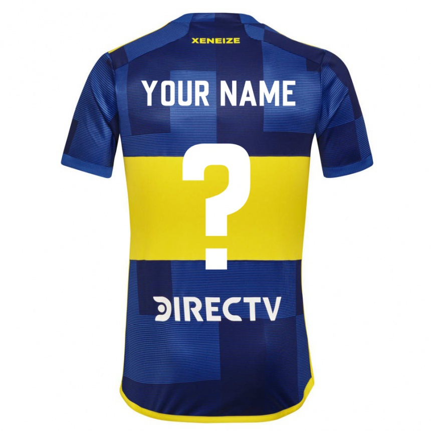 Niño Fútbol Camiseta Su Nombre #0 Azul Oscuro Amarillo 1ª Equipación 2023/24