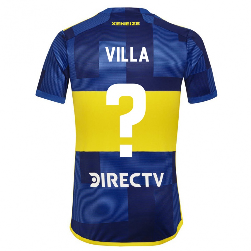 Niño Fútbol Camiseta Sebastian Villa #0 Azul Oscuro Amarillo 1ª Equipación 2023/24