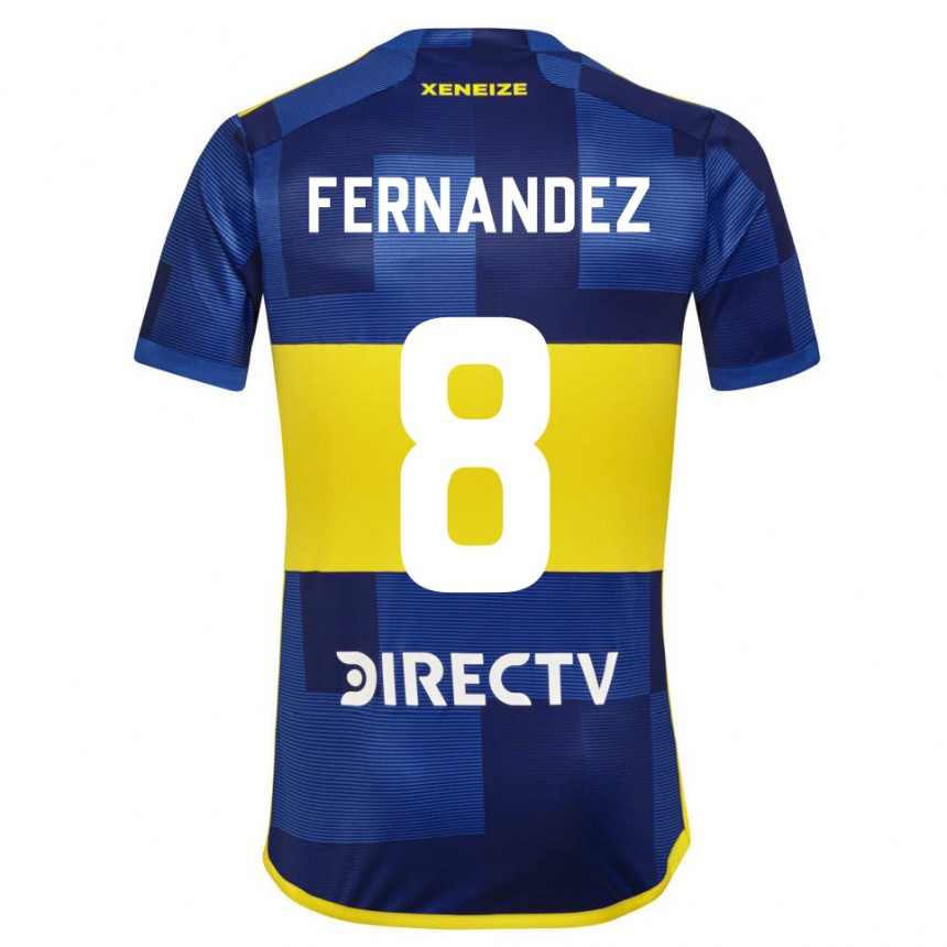 Niño Fútbol Camiseta Guillermo Fernandez #8 Azul Oscuro Amarillo 1ª Equipación 2023/24