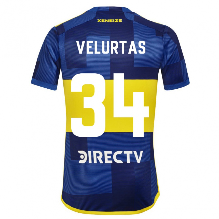 Niño Fútbol Camiseta Pedro Velurtas #34 Azul Oscuro Amarillo 1ª Equipación 2023/24