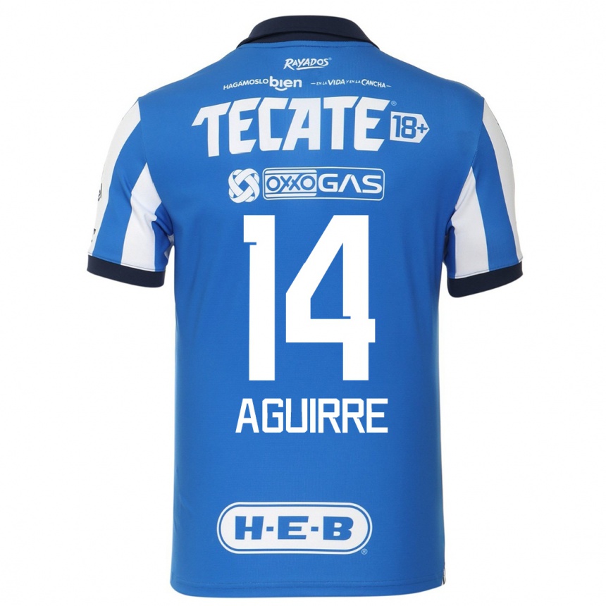 Niño Fútbol Camiseta Érick Aguirre #14 Azul Blanco 1ª Equipación 2023/24