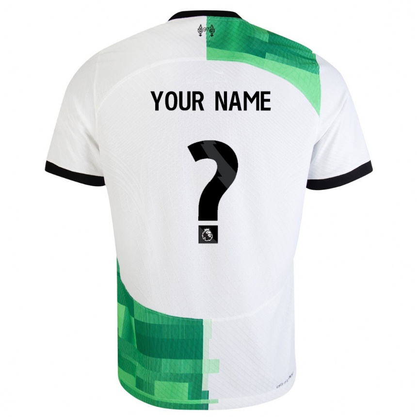 Niño Fútbol Camiseta Su Nombre #0 Blanco Verde 2ª Equipación 2023/24