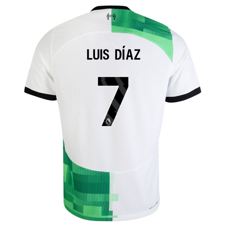 Niño Fútbol Camiseta Luis Diaz #7 Blanco Verde 2ª Equipación 2023/24