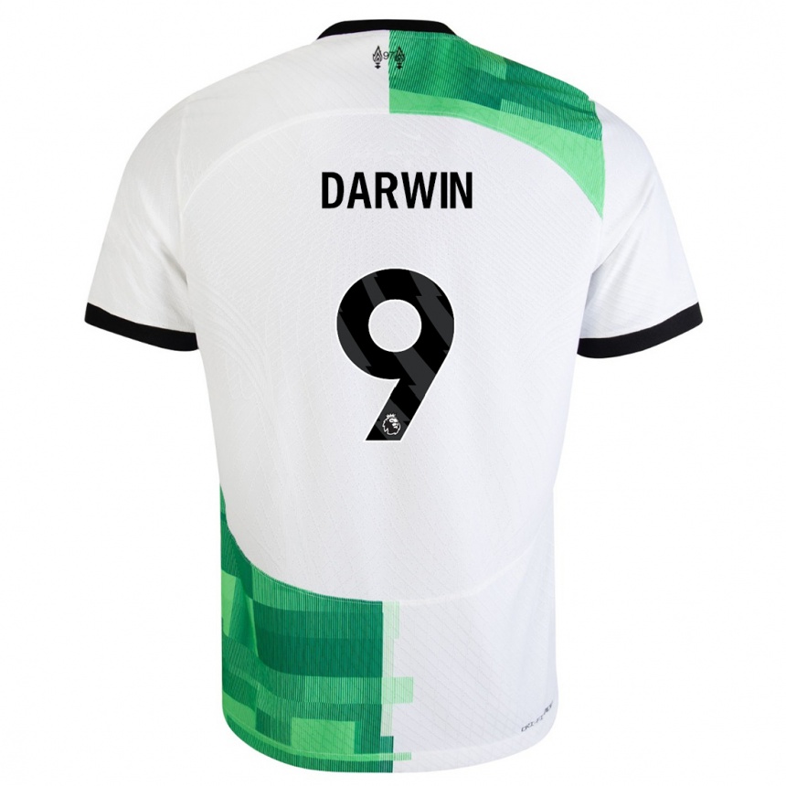 Niño Fútbol Camiseta Darwin Nunez #9 Blanco Verde 2ª Equipación 2023/24