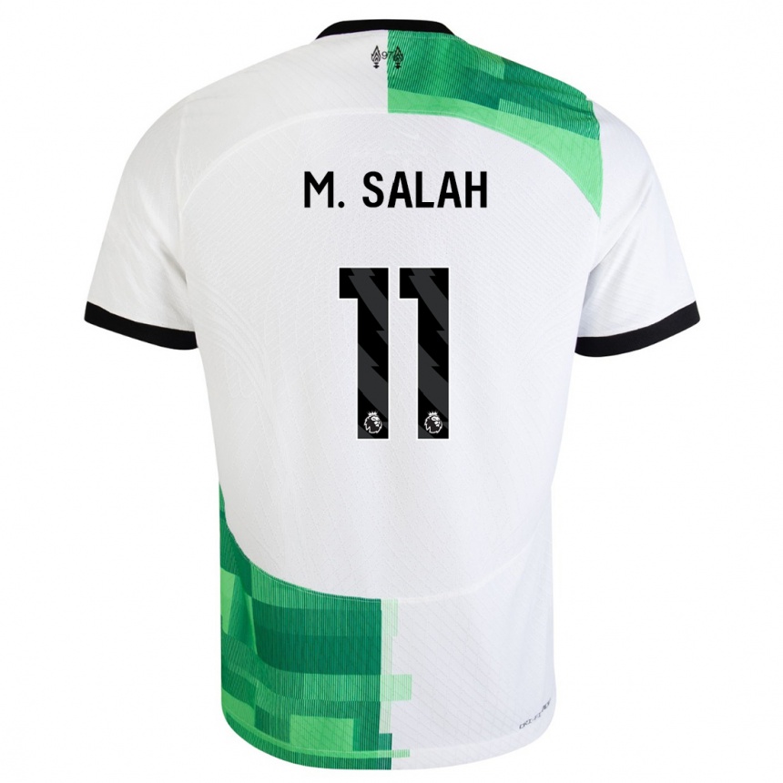 Niño Fútbol Camiseta Mohamed Salah #11 Blanco Verde 2ª Equipación 2023/24