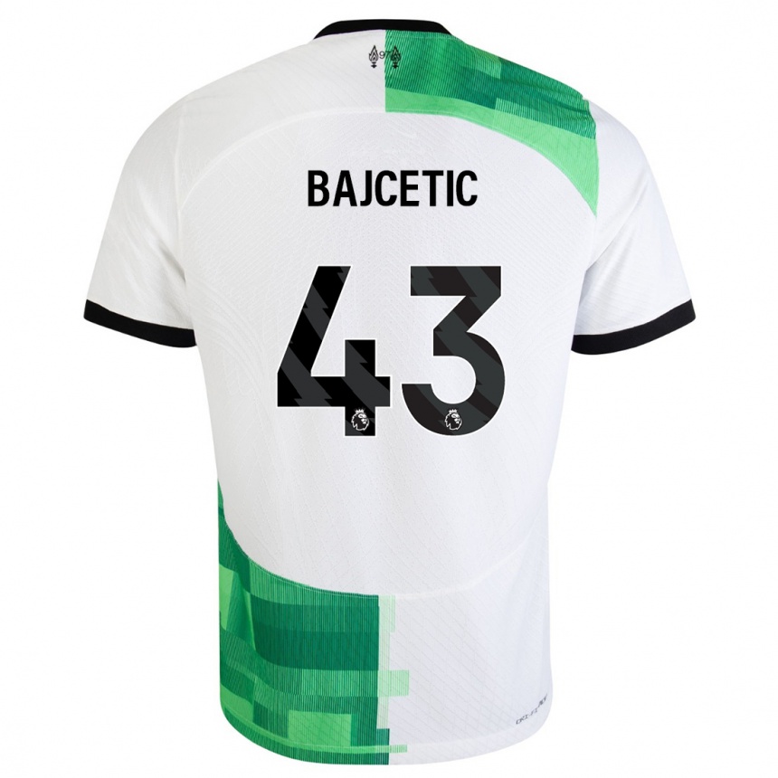 Niño Fútbol Camiseta Stefan Bajcetic #43 Blanco Verde 2ª Equipación 2023/24