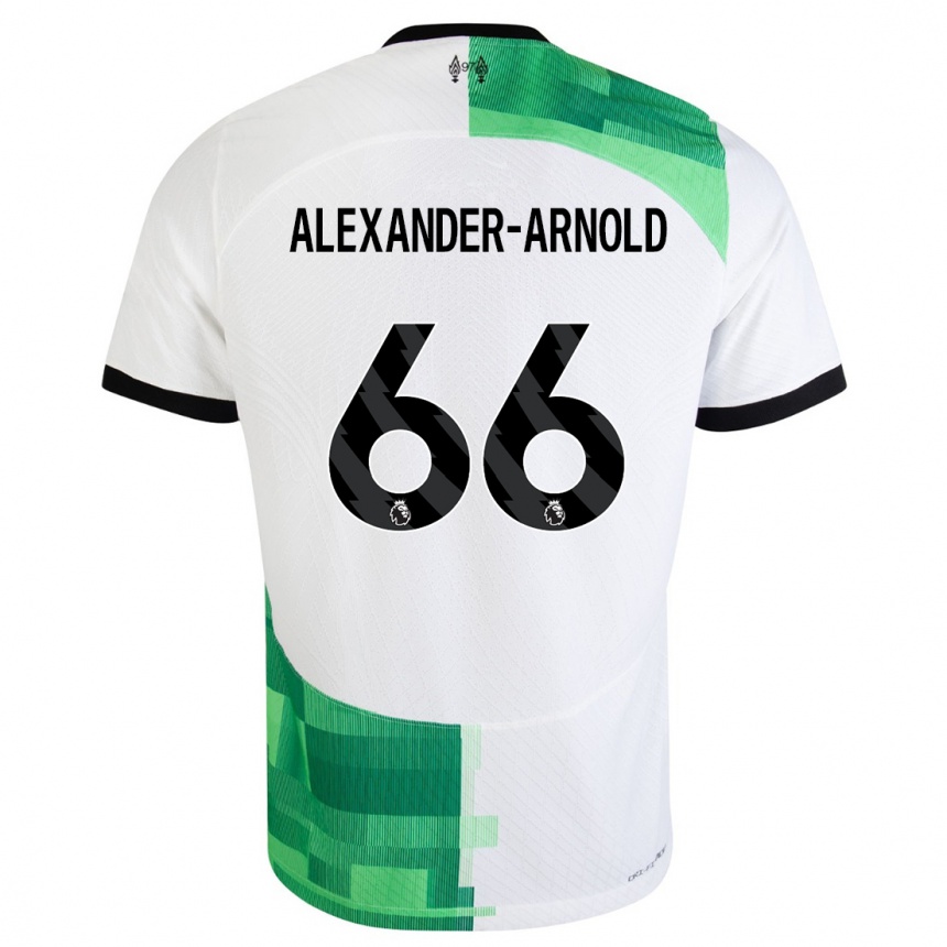 Niño Fútbol Camiseta Trent Alexander-Arnold #66 Blanco Verde 2ª Equipación 2023/24